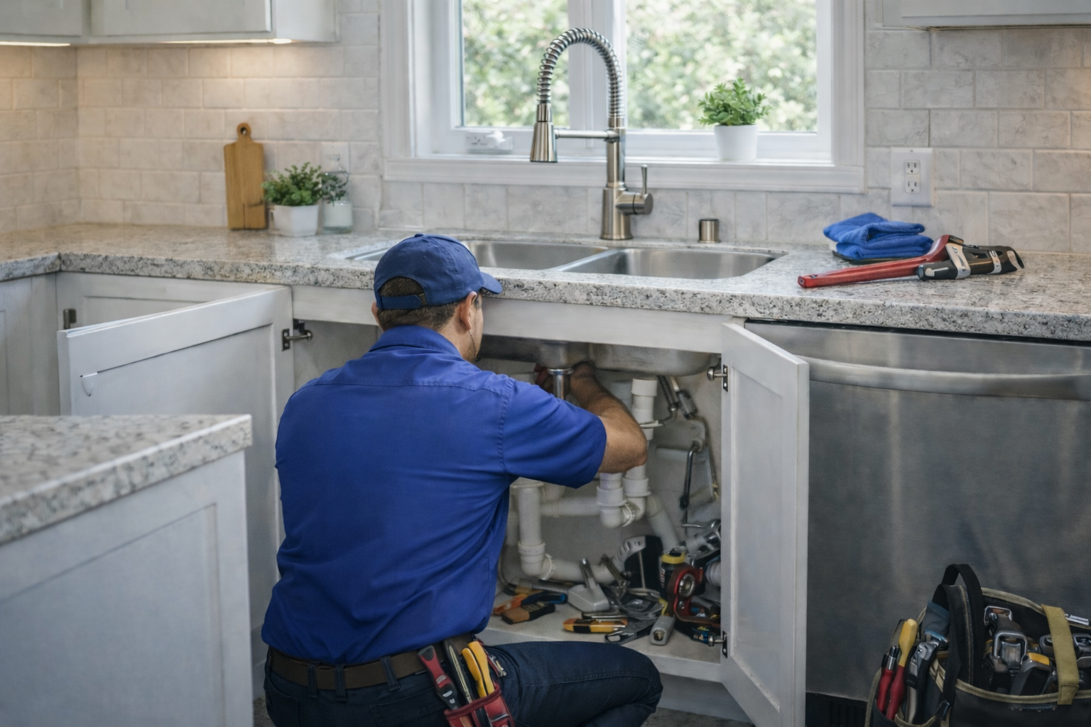 Professional plumbing tools used for residential plumbing repairs